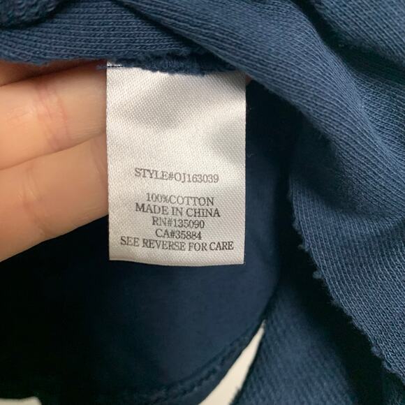 Others Follow Navy Blue Cotton Full Zip Cowl Neck Unsymmetrical Sweatshirt Med - Picture 3 of 5